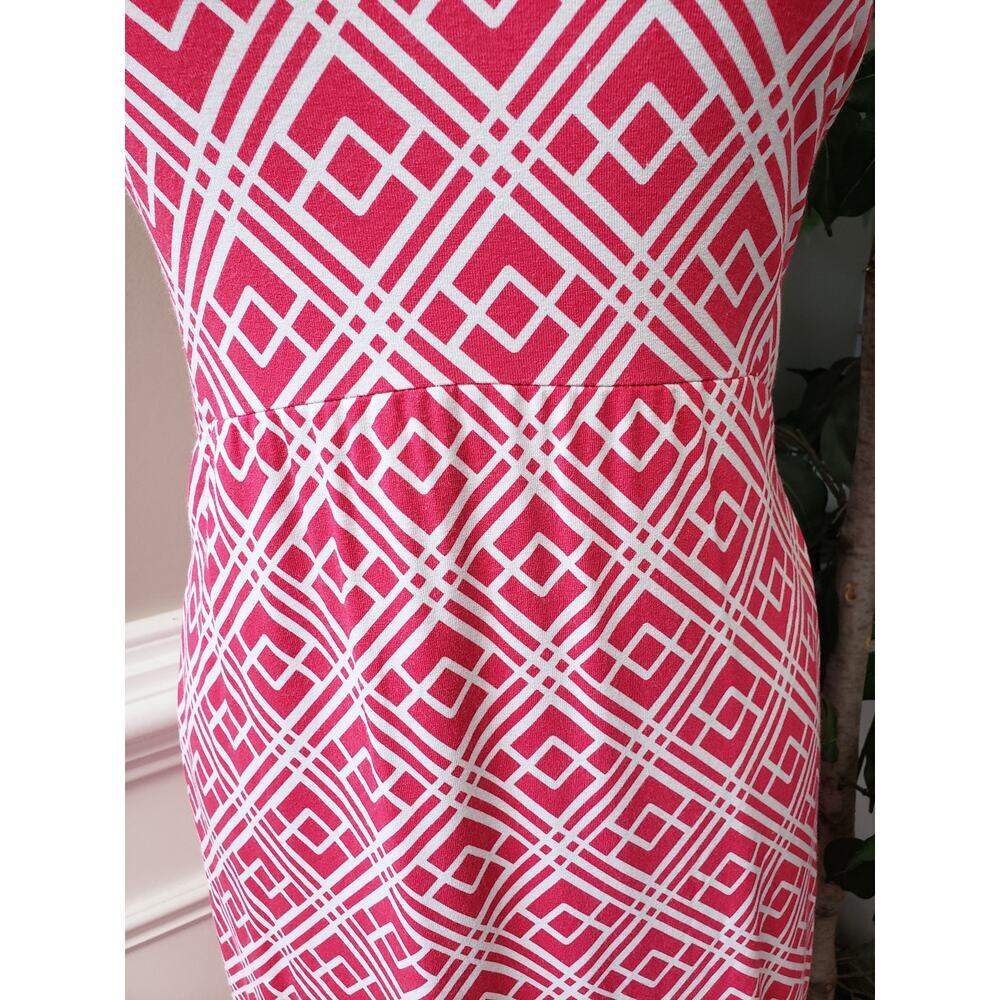 JM Collection Shift Dress Womens XL Pink White Geometric Round Neck Pullover - Picture 8 of 11